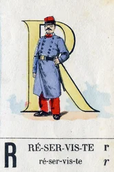 Letter R as Reservist. Military Alphabet