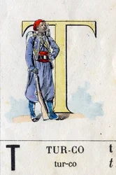 Letter T like Turco. Military Alphabet. Imaging of Epinal, circa 1870-1880