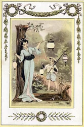 Japanese Mother and Her Son with Lanterns