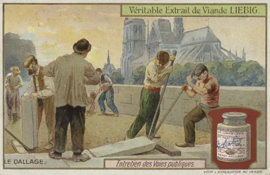 Liebig card featuring road maintenance