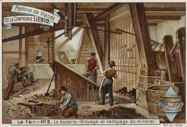 Liebig card featuring the iron industry