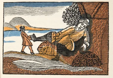 Little Thumb from Histories or Tales of Past Times Told by Mother Goose, With Morals, by M. Perrault, pub. 1925 (hand coloured woodblock print)