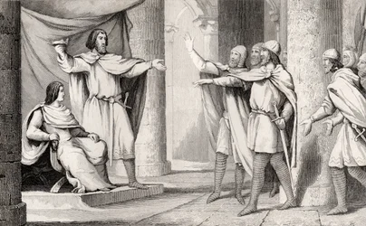 Louis V (967-87) the Loafer shows his crown to his followers, from 