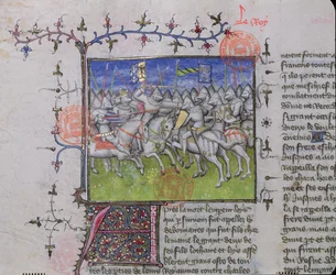 Combat between the sons of Louis I the Pious, from the Grandes Chroniques de France