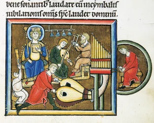 King David holding the psalter and musicians playing, from the Psalter of Saint Elizabeth