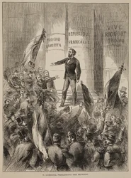 M. Gambetta proclaiming the Republic, September 1870, illustration from Cassells History of the War between France and Germany, 1870-1871