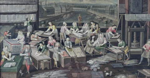 Manufacture of Playing Cards in a House in the Place Dauphine, Design for a Fan, c.1680