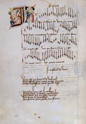 Manuscript page of a collection of French song scores
