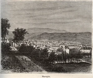 Marvejols - Lozere - Languedoc-Roussillon - engraving in 