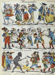 Masquerade: masked caricature characters - Image of Epinal