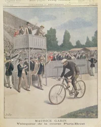 Maurice Garin, champion of the Paris-Brest race, from Le Petit Journal