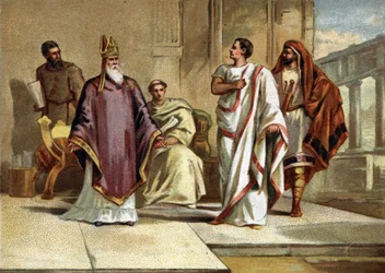 Meeting between Emperor Flavius Julius Valens and Saint Basil of Caesarea (detail)