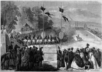 Military carousel executed by the students of Saint Cyr (Saint-Cyr). Morbihan (56), 31 August 1861. Engraving in Le Monde Illustré n°230 of 7 September 1861