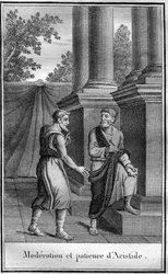 Moderation and patience of Aristide the righteous (ancient Greek Aristeides), an Athenian statesman, ca. 550 in the deme of Alopece, died 467. In 