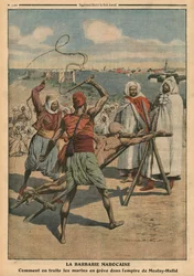Moroccan barbarity, how the sailors on strike are treated, illustration from 