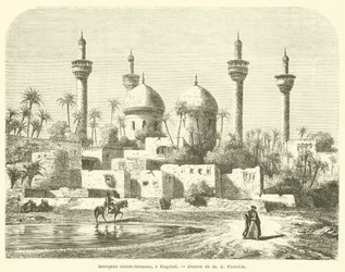 Imam-Moussa Mosque, in Baghdad (engraving)