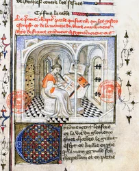 A Monk Writing, from Chroniques de Saint-Denis