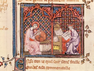 The Word, Creator of the World and The Author Writing His Book, from Ovide Moralise written by Chretien Legouais