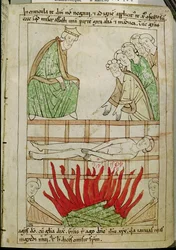 The Martyrdom of St. Lawrence in 258 AD, from a Bible