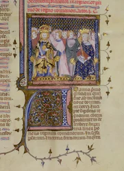 Coronation of Louis IX and probably of Frederick II, from a Psalter by Pierre Lombard, early 15th century