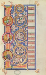 Historiated initial L with medallions, from an Evangeliary