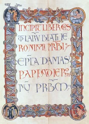 Page of text with a floriated border, from the letters of St. Jerome
