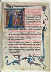 St. Genevieve fighting a demon with the help of an angel, from the Censier de l