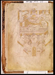 The Vision of Saint Aubert, from the Cartulaire de Mont-Saint-Michel