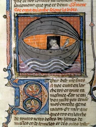 Noah releasing the dove, from a Bible