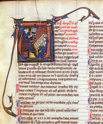 Master of canonical law and his pupils, from Apparatus in Quinque Libros Decretalium by Pope Innocent IV