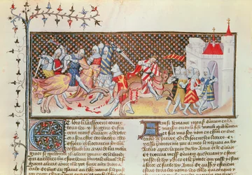 Scene of Knights Fighting, from the Livre de Messire Lancelot du Lac