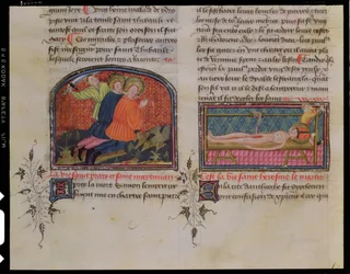 The Beheading of St. Processus and St. Martinian and the Martyrdom of St. Erasmus, from Legenda Sanctorum Aurea by Jacques de Voragine