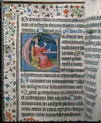 King David Playing a Carillon, Illustration from a Psalter, Early 15th Century