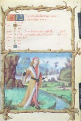 The Month of April: Gentleman Picking Flowers, from a Book of Hours, 1490