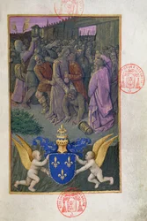 Judas Kissing Christ, Miniature from the Heures de Charles de France, c.1466-69