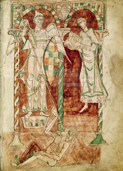 The Copyist Presents His Book to St. Michael, from the Recognitiones by Saint Clement