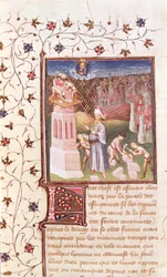 Nimrod Overseeing the Building of the Tower of Babel, from La Cite de Dieu by St. Augustine, Translated by Raoul de Presles
