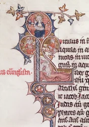 Historiated initial L depicting the Tree of Jesse, from the Bible de Jean d