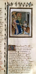 Bertrand du Guesclin knighted by the king, from Histoire de Du Guesclin