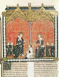 King Charles V and Jeanne de Bourbon with their children, from the Rational des divins offices by Guillaume Durand, 1374