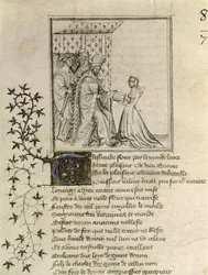 Christine de Pisan presents her work to Louis, Duke of Orleans from the Letter of Othea to Hector by Christine de Pisan, c.1405