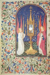 The Holy Sacrament and two angels