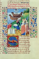 Dido embarking Sychaeus Treasure, from The Fall of Princes, by Giovanni Boccaccio, 1472