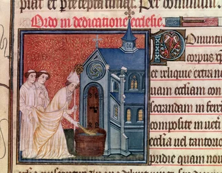 Bishop Consecrating a Church, from the Pontifical of Sens
