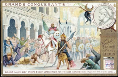 Muhammad II: The Triumphant Entrance to the Church of St. Sophia, Constantinople - Chromo. Liebig
