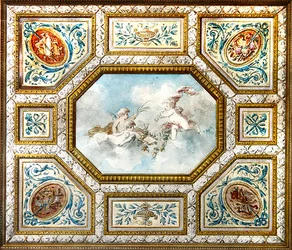 Music room ceiling with putti playing instruments