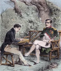 Napoleon at Saint Helena - Napoleon dictates his memoirs to Emmanuel Pons de Las Cases (1800-1854) son of Emmanuel de las Cases - From Emmanuel de las Cases, Napoleon, Memorial de Sainte-Helene