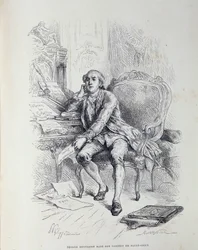 Necker in his office in Saint-Ouen, surrounded by notes 