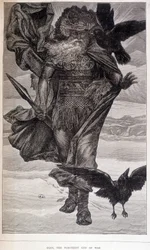 Odin, Germanic God of War and Poetry - Engraving