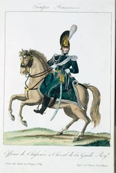Officer of the Royal Horse Guards, from Troupes Francaises, pub. chez Basset, Paris, c.1790